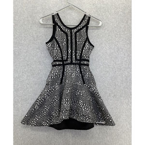 Parker Sleeveless Cutout sides Asymmetrical hem Black White Dress XS fit flare